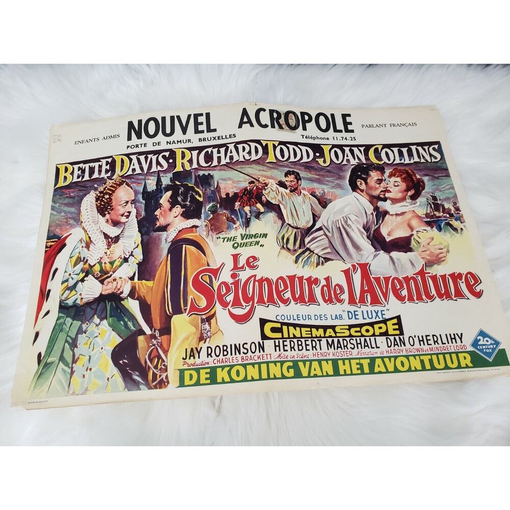 THE VIRGIN QUEEN original 1955 movie poster BETTE DAVIS JOAN COLLINS 14¾x21¾